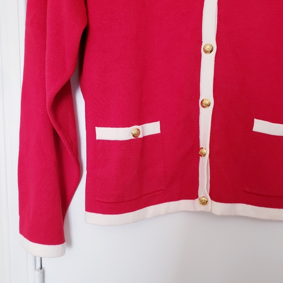 Talbots Classic Red Fine Knit Cardigan Sweater - Picture 6 of 14